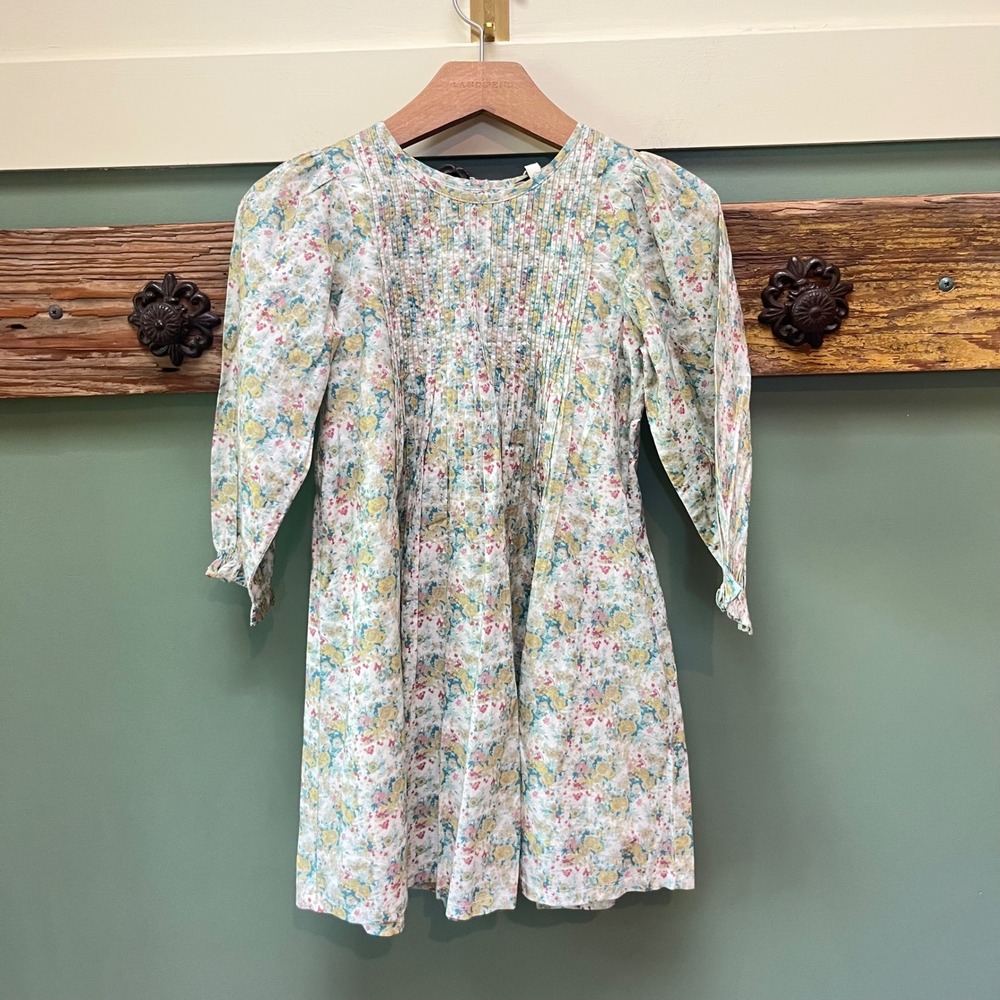 Baybala Girls Floral Pintuck Pleated Cotton Dress 6T Multicolored Button Back